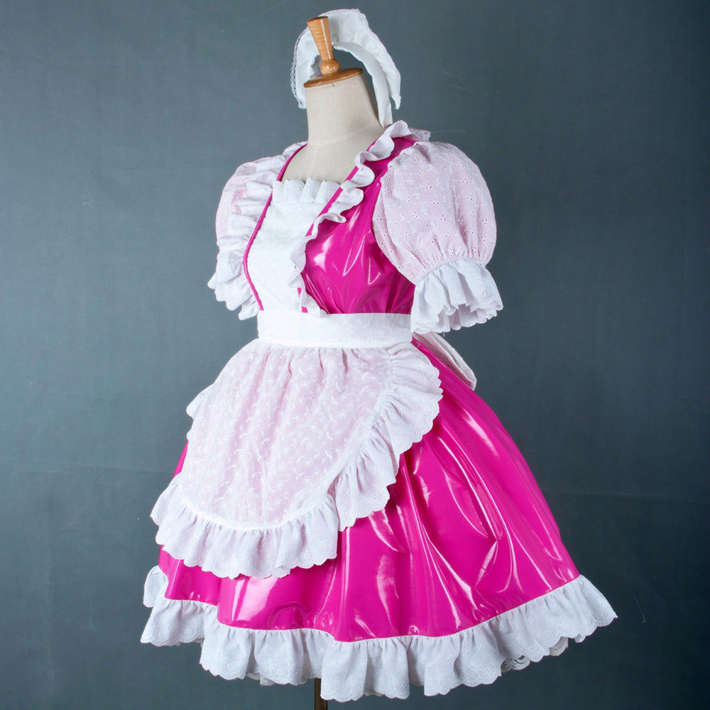 Heißrosa dünnes PVC-Kleid G756