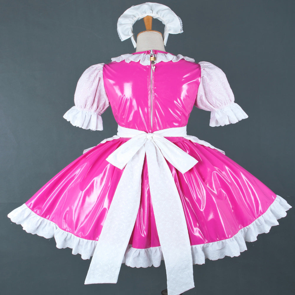 Heißrosa dünnes PVC-Kleid G756
