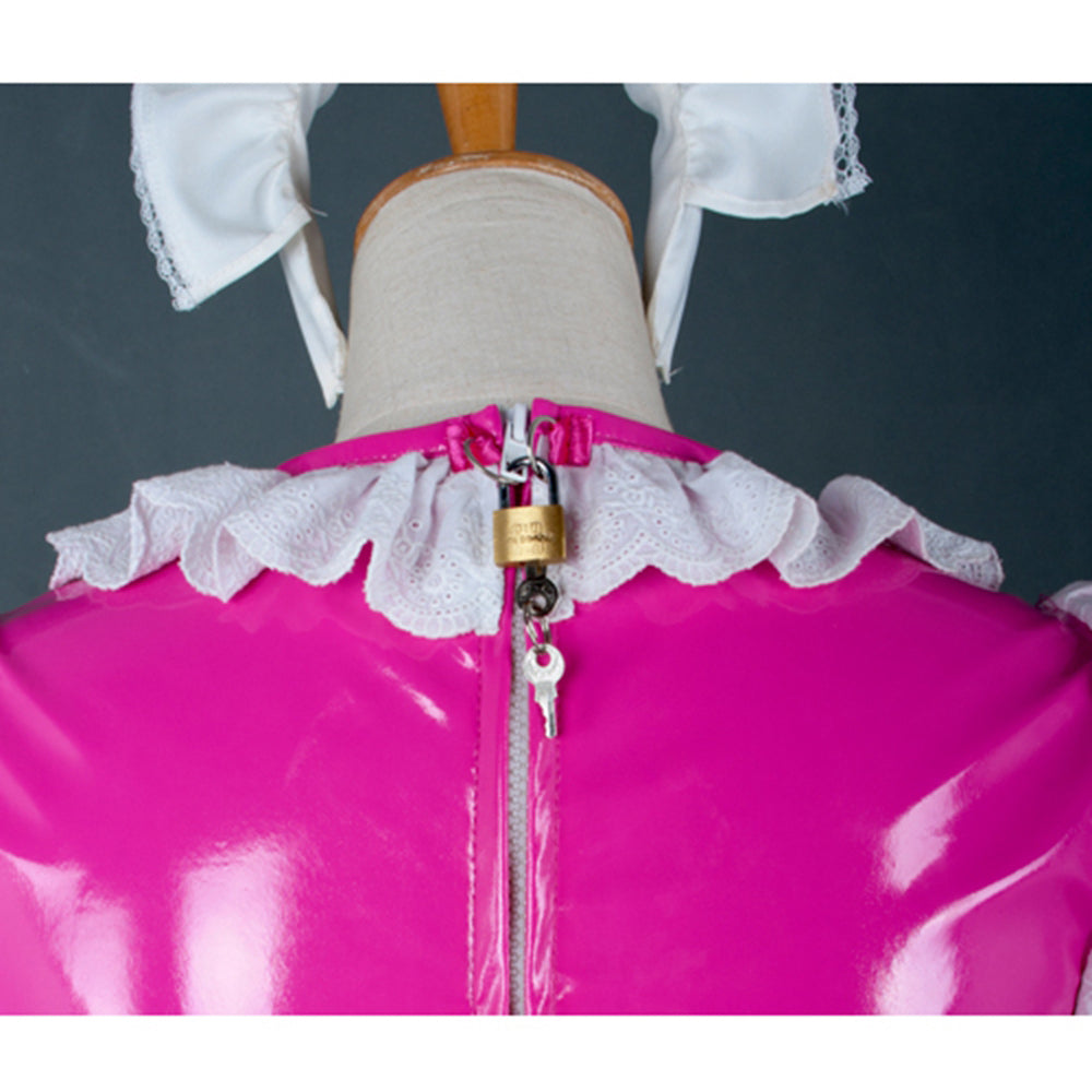 Heißrosa dünnes PVC-Kleid G756