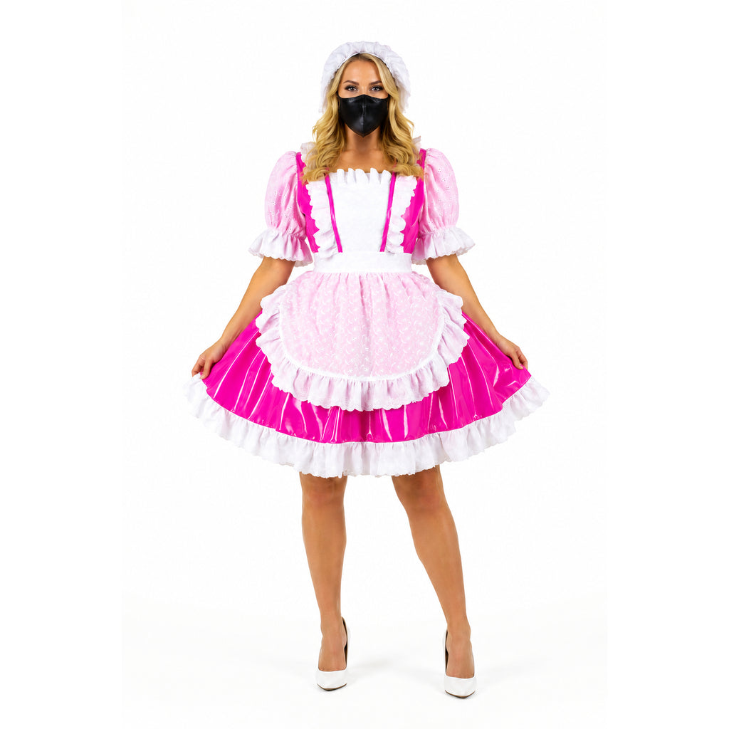 Heißrosa dünnes PVC-Kleid G756