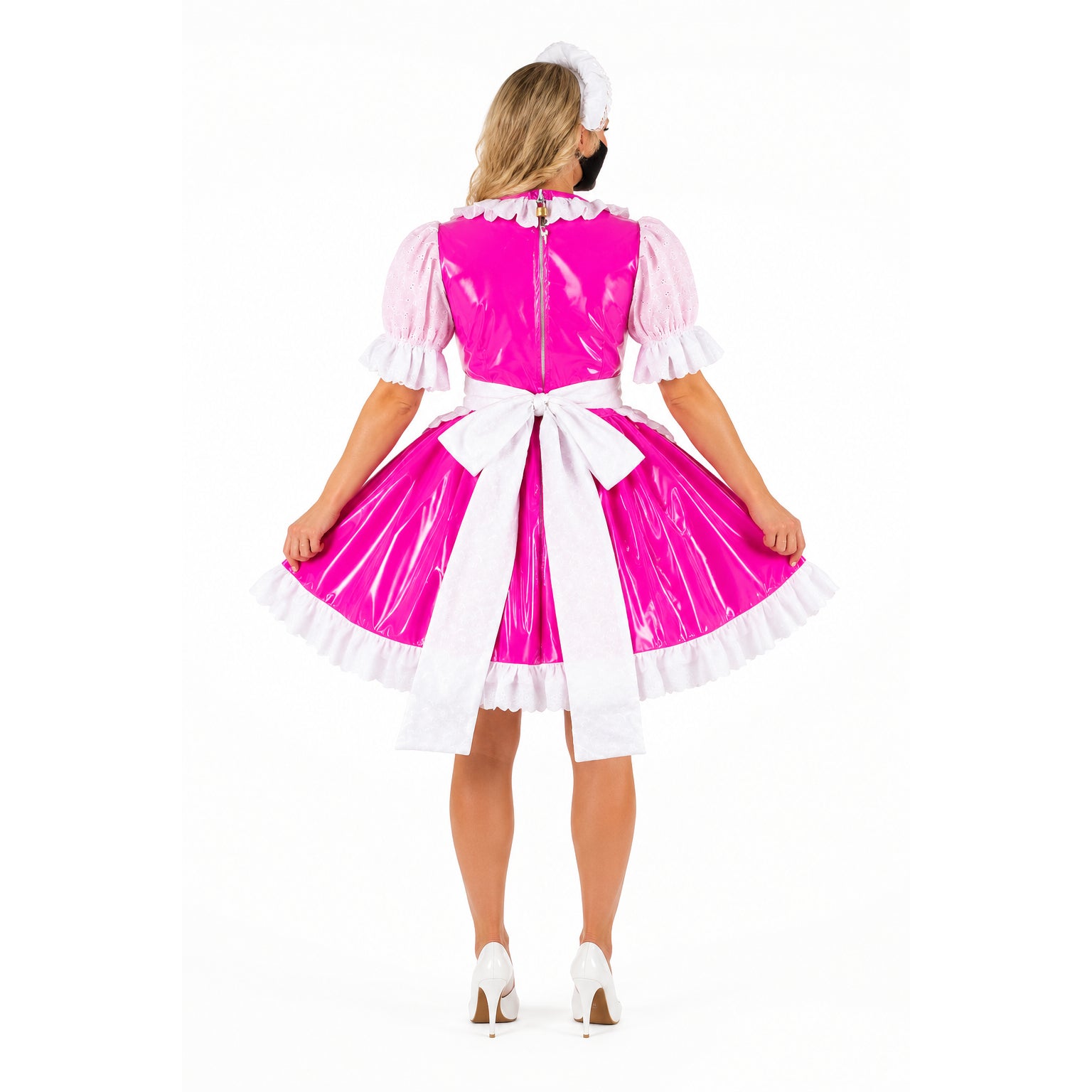 Heißrosa dünnes PVC-Kleid G756