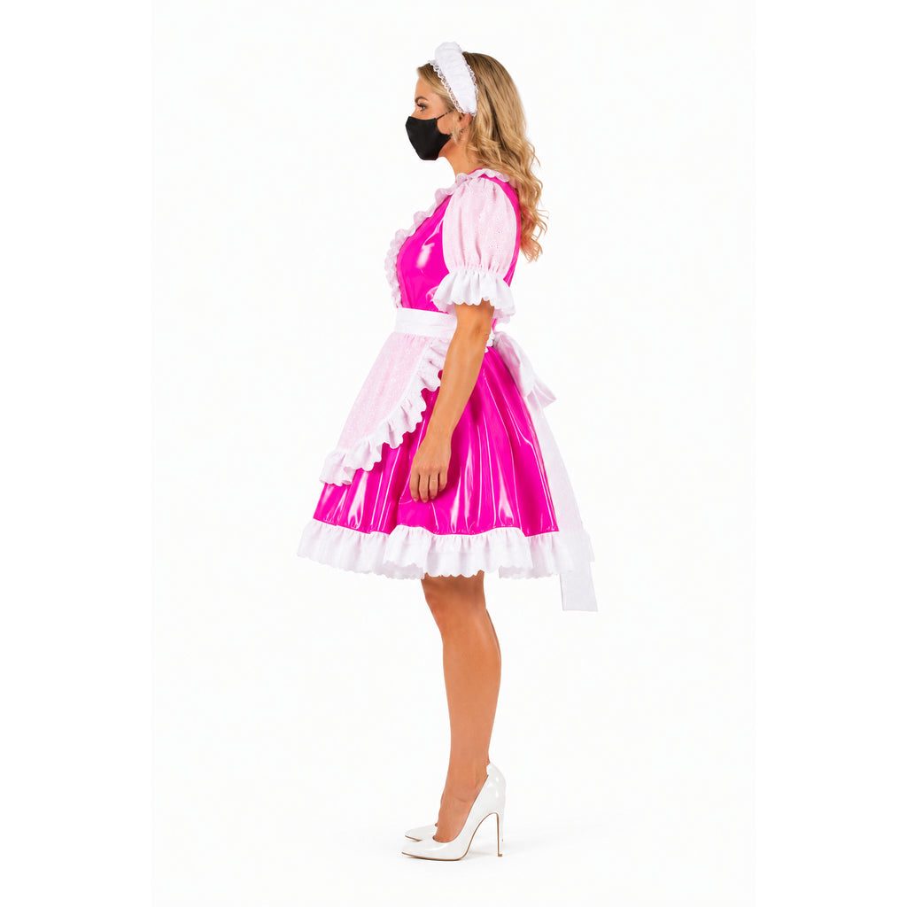 Heißrosa dünnes PVC-Kleid G756