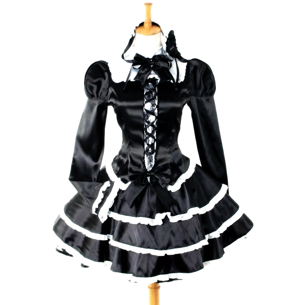 schwarzes Satinkleid G759