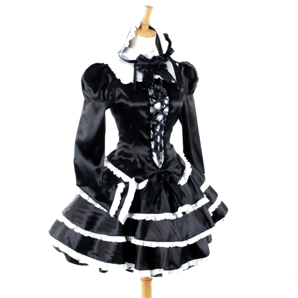 schwarzes Satinkleid G759