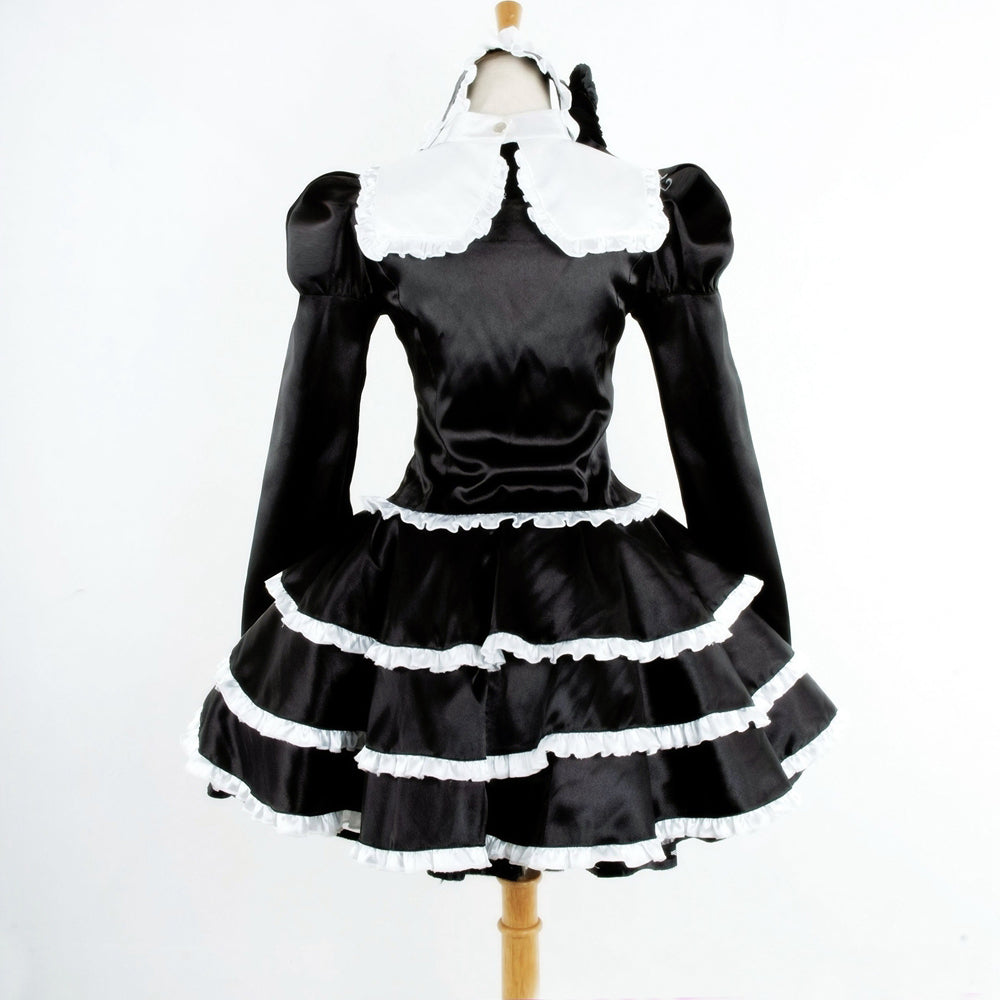 schwarzes Satinkleid G759