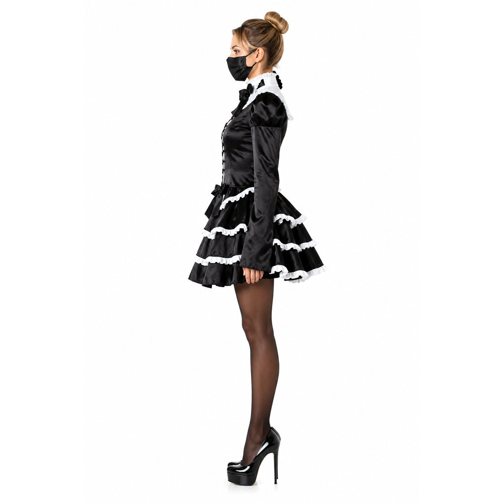 schwarzes Satinkleid G759