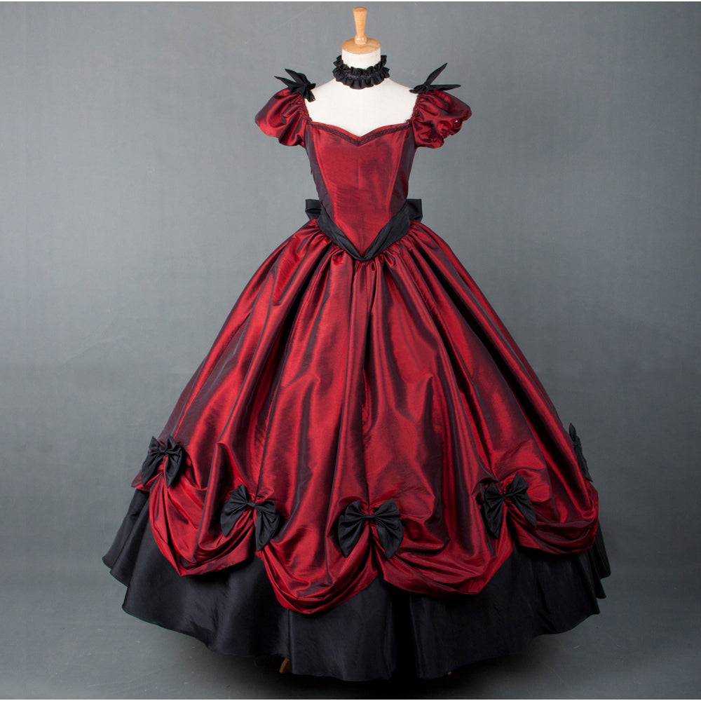 Tiefrotes Taftkleid G769