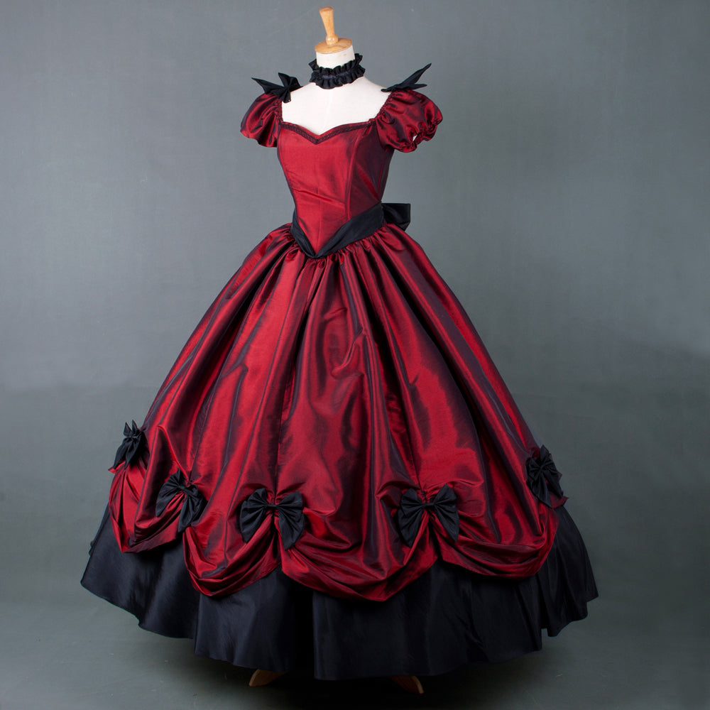 Tiefrotes Taftkleid G769
