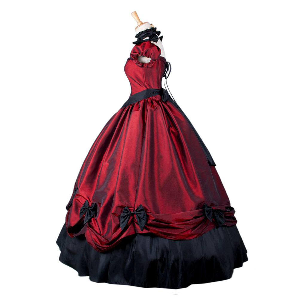 Tiefrotes Taftkleid G769