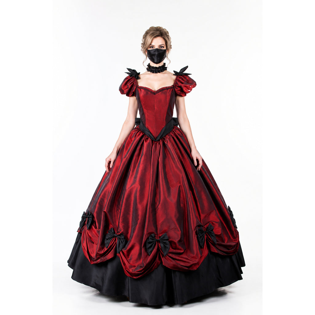 Tiefrotes Taftkleid G769
