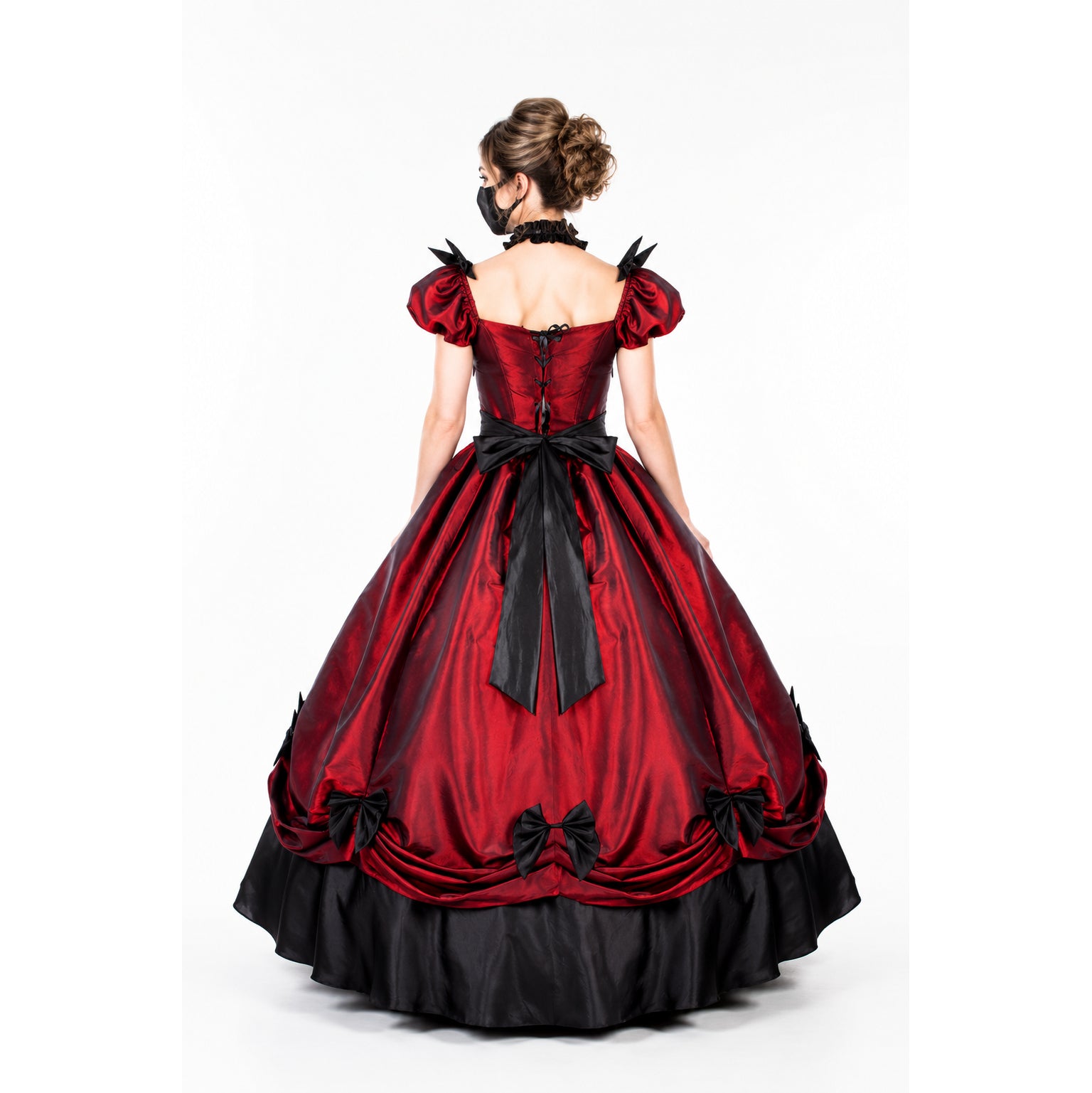 Tiefrotes Taftkleid G769