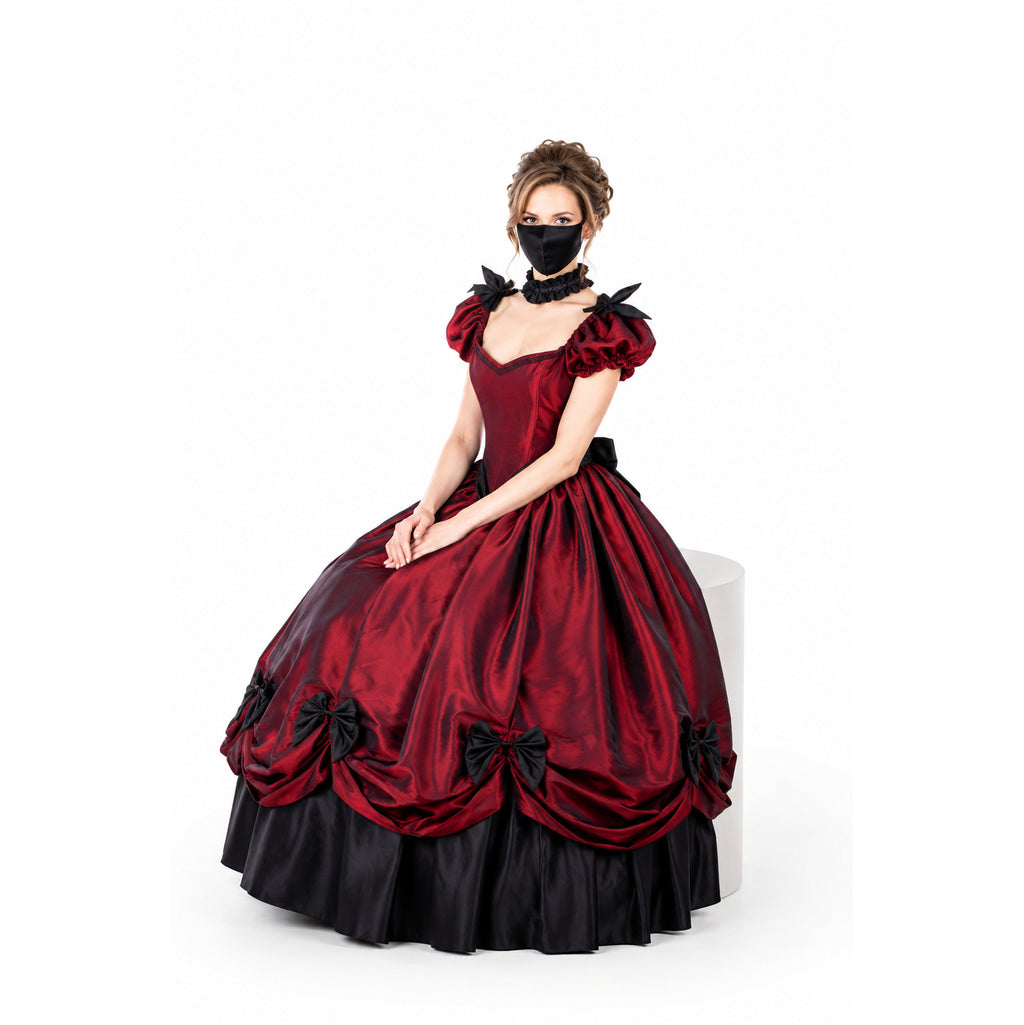 Tiefrotes Taftkleid G769