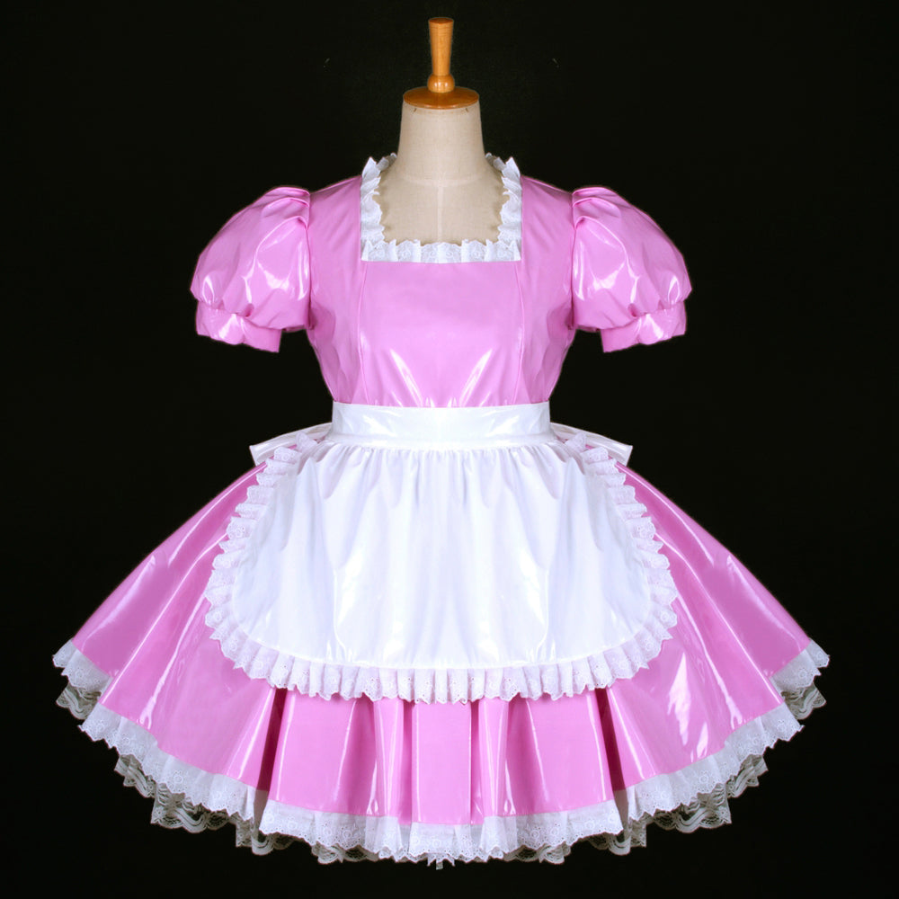 rosa dünnes PVC-Kleid G771