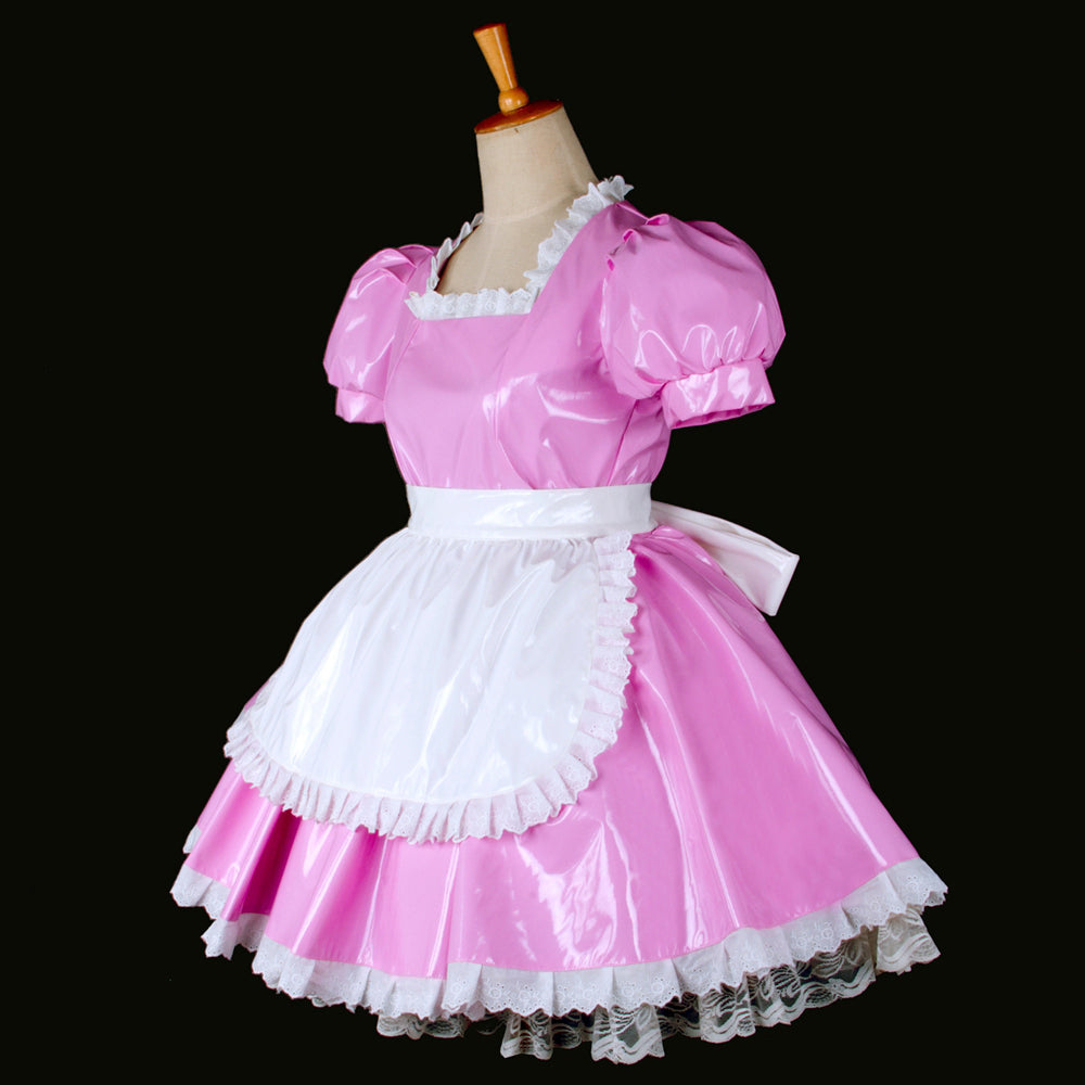 rosa dünnes PVC-Kleid G771