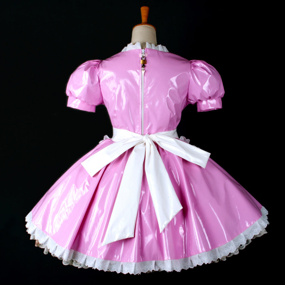rosa dünnes PVC-Kleid G771