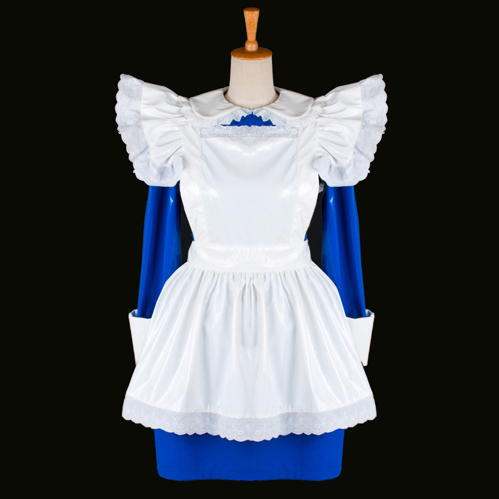 blaues dünnes PVC-Kleid G772
