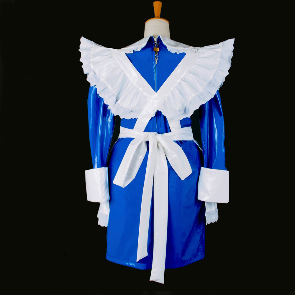 blaues dünnes PVC-Kleid G772