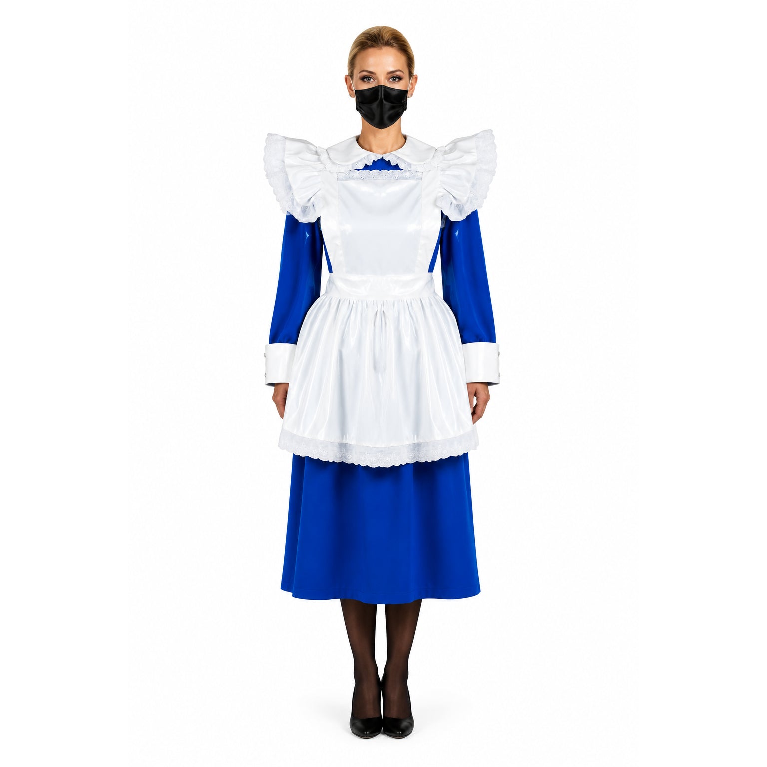 blaues dünnes PVC-Kleid G772