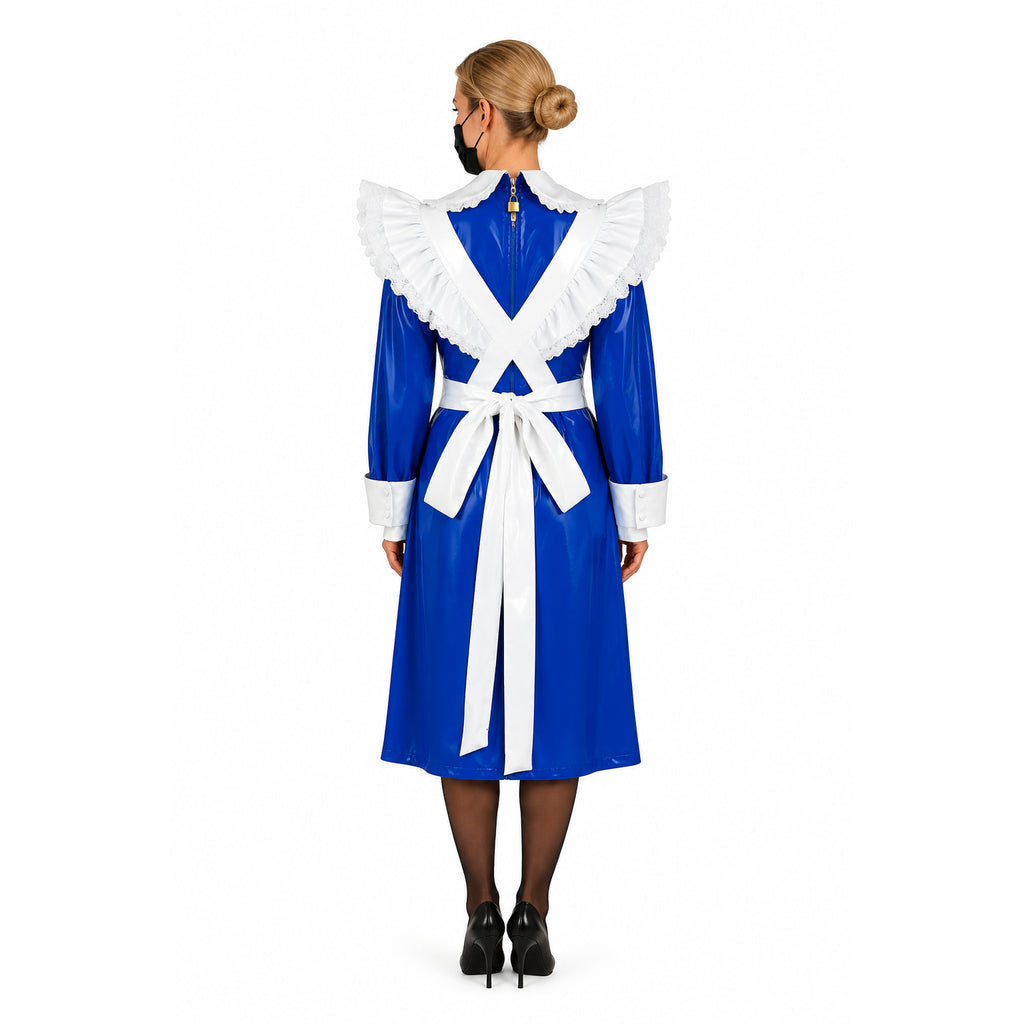 blaues dünnes PVC-Kleid G772