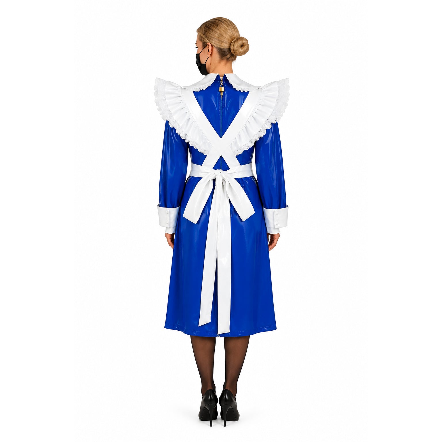 blaues dünnes PVC-Kleid G772