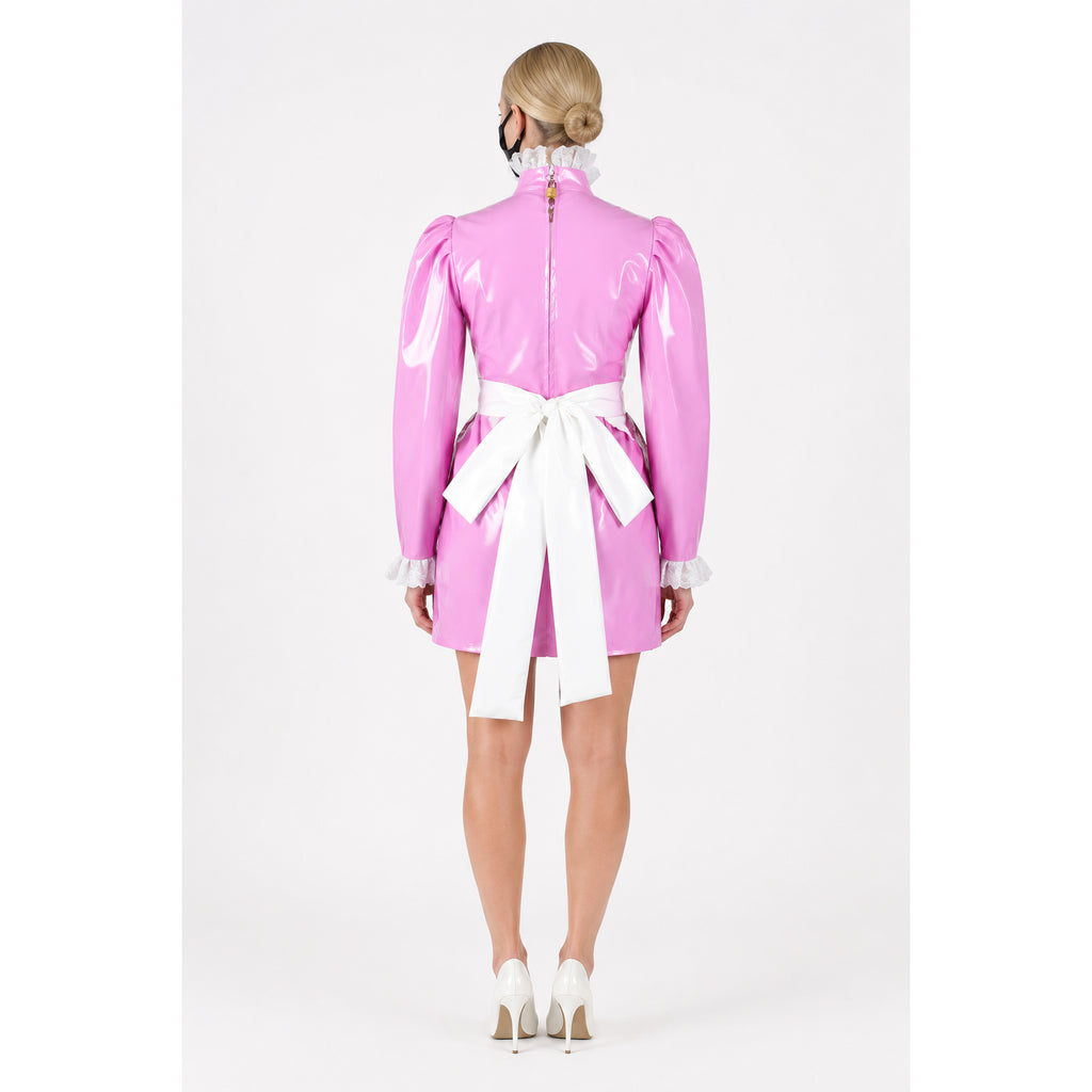 rosa dünnes PVC-Kleid G773