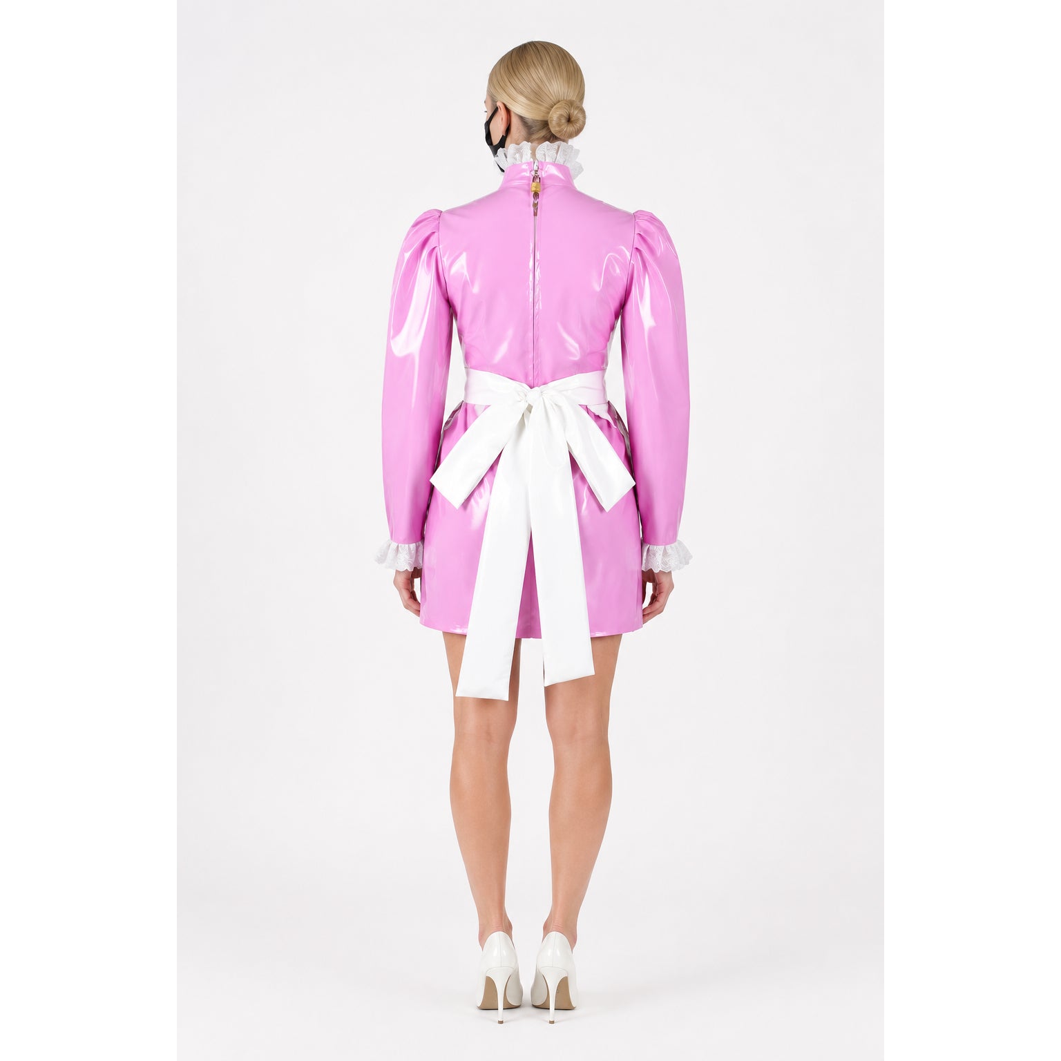 rosa dünnes PVC-Kleid G773