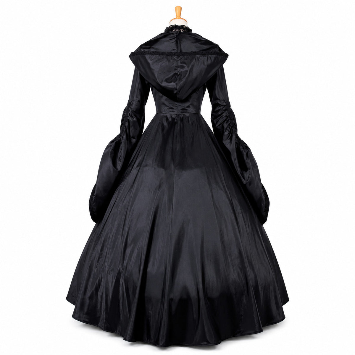 Black Hooded Gothic Corset Maxi Dress G777