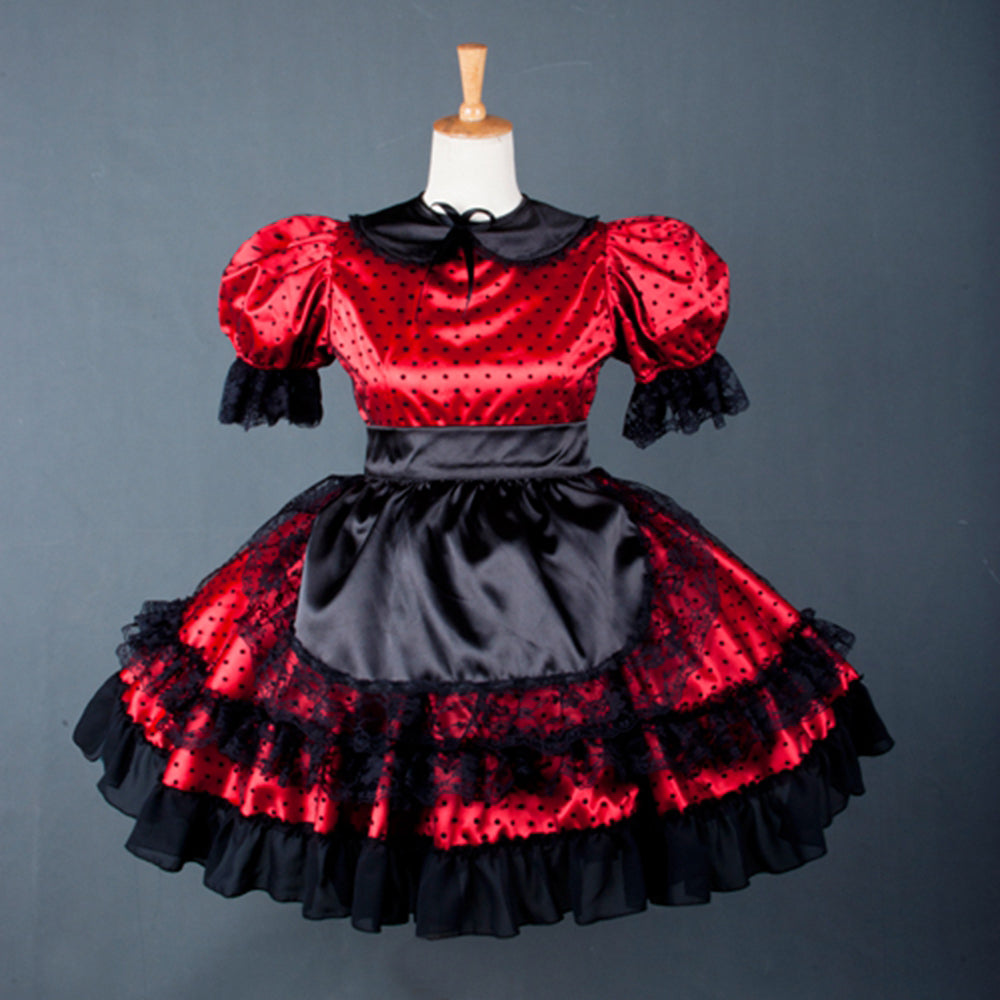 rotes Satinkleid G779