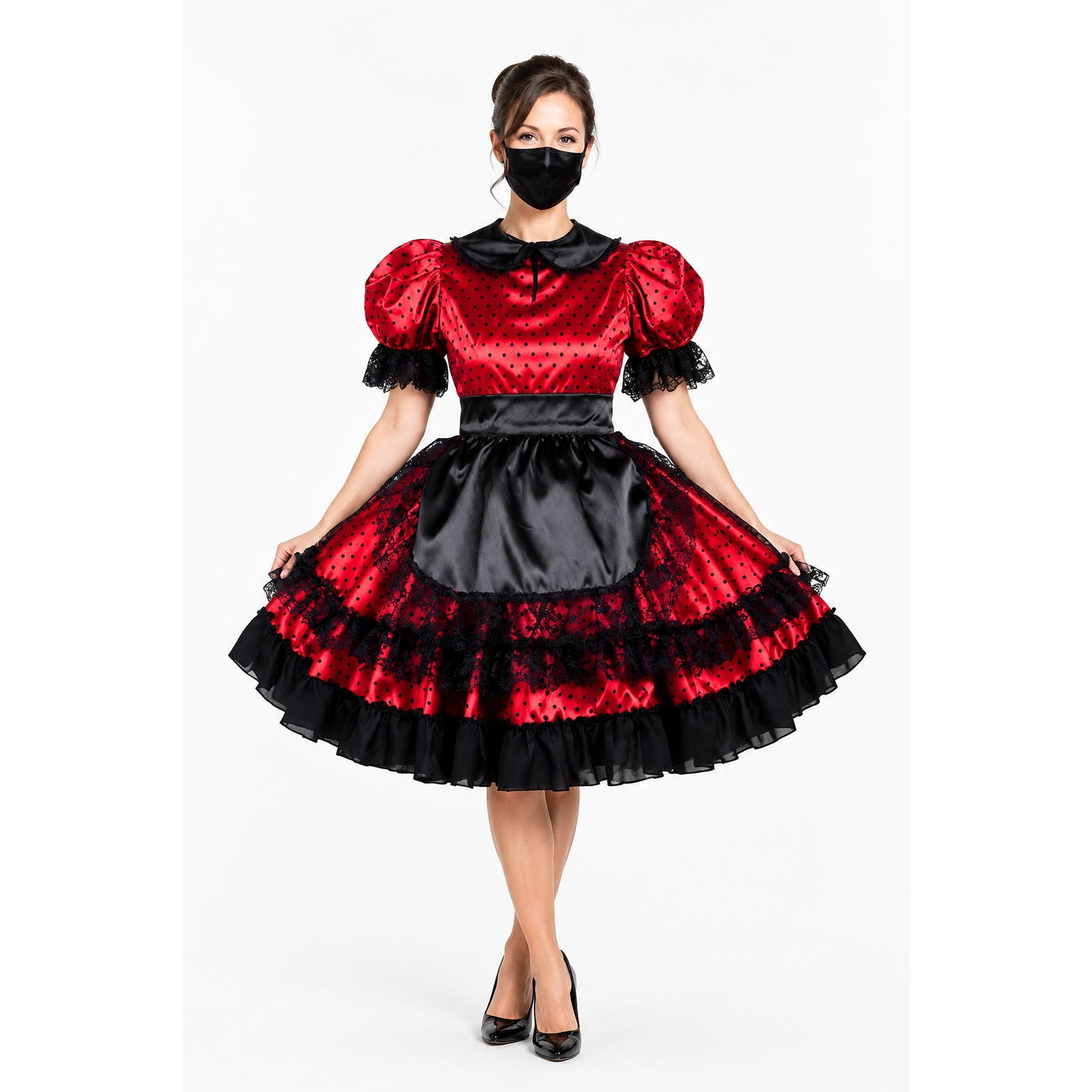 rotes Satinkleid G779