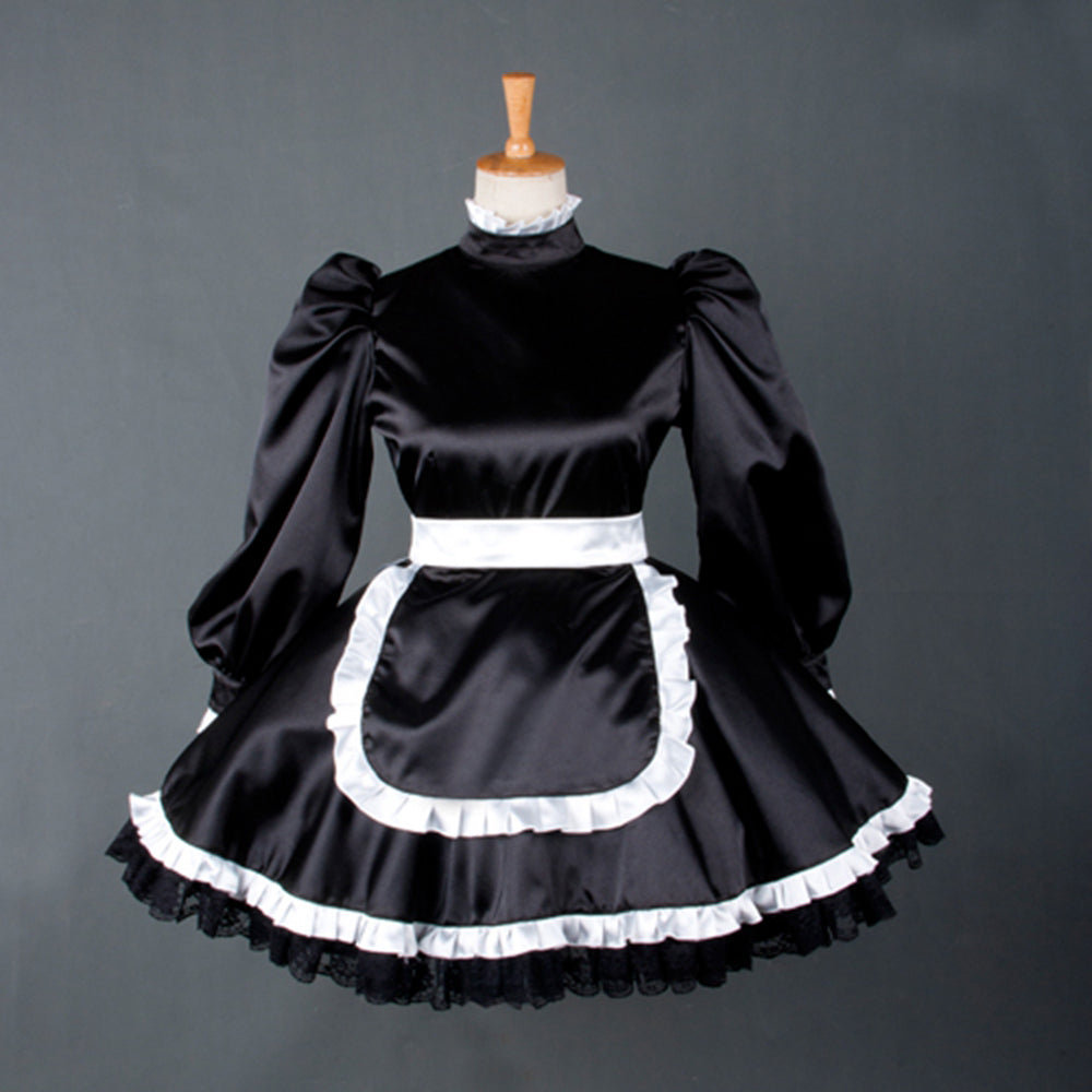 schwarzes Satinkleid G780