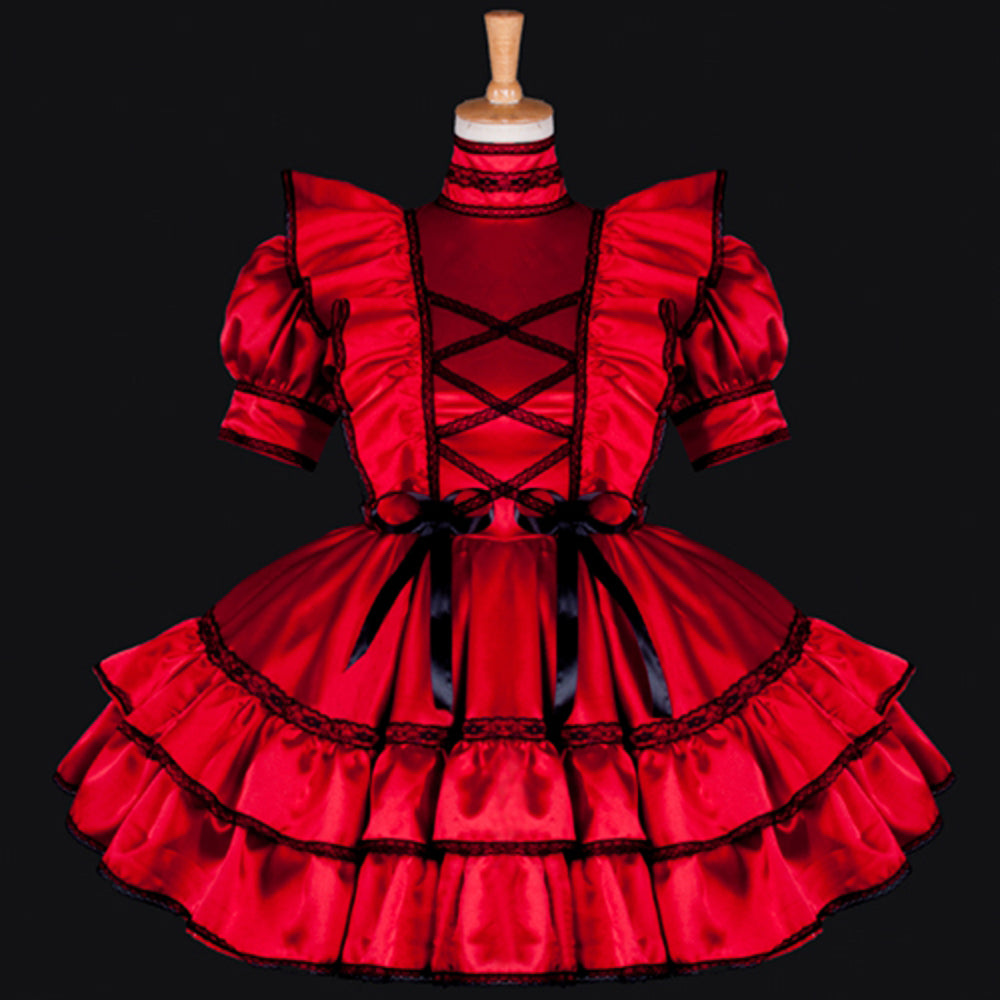 rotes Satinkleid G789