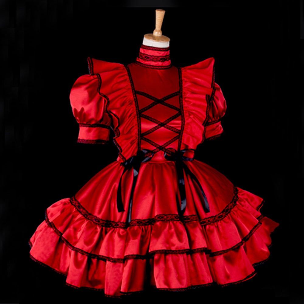 rotes Satinkleid G789
