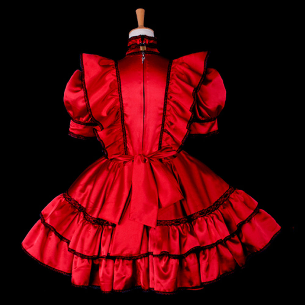 rotes Satinkleid G789