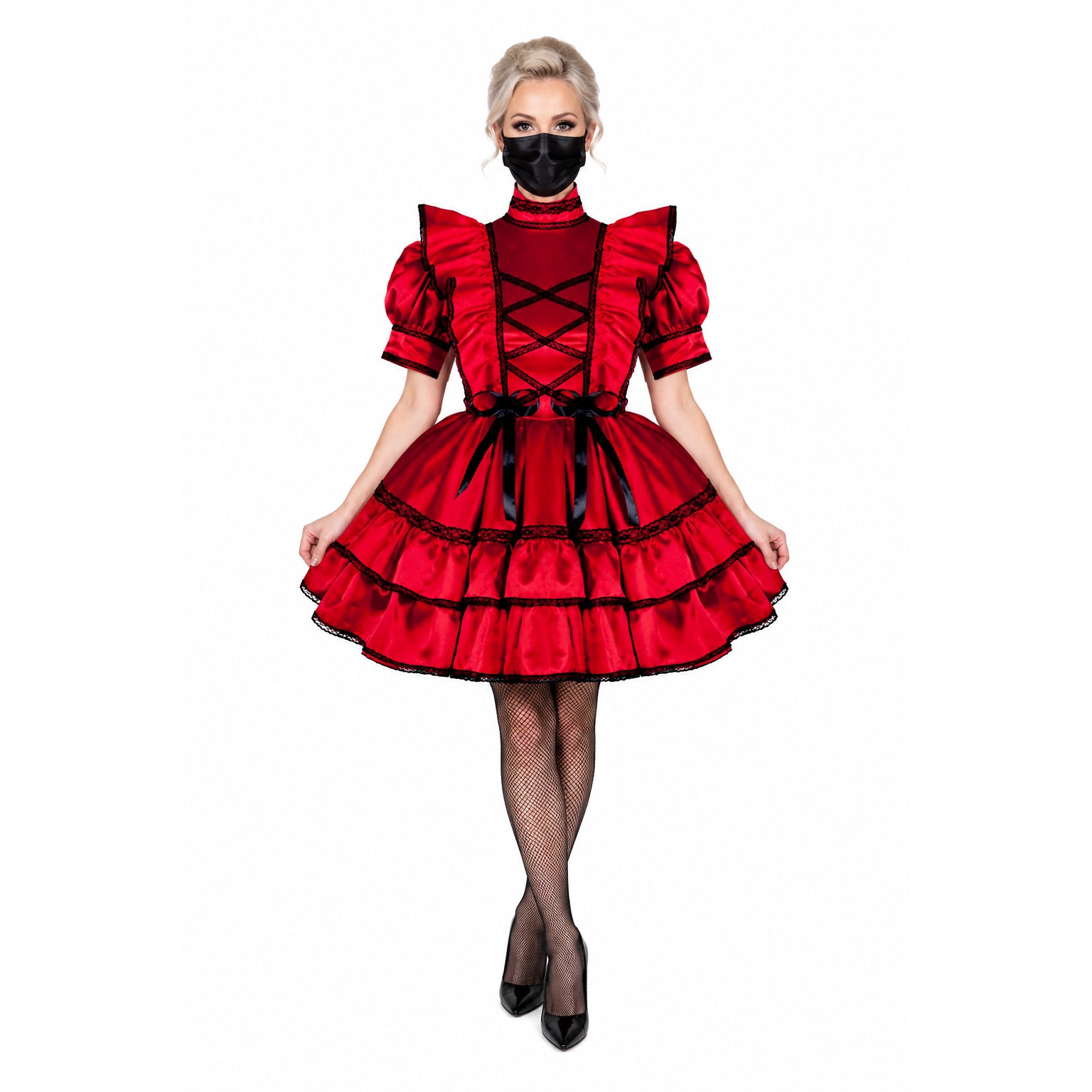 rotes Satinkleid G789