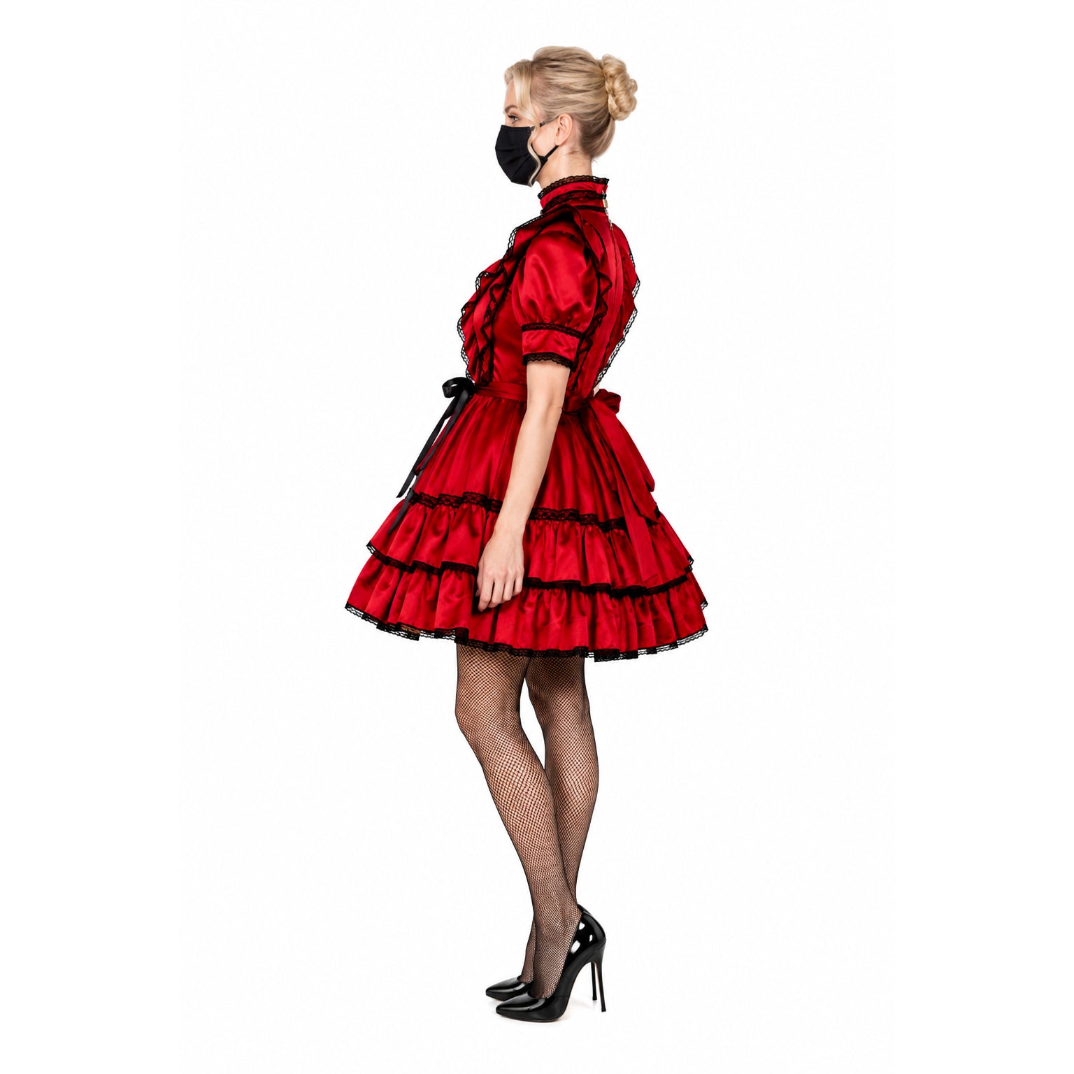 rotes Satinkleid G789