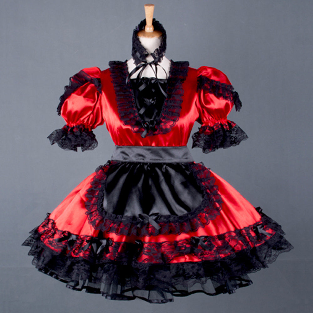 rotes Satinkleid G790