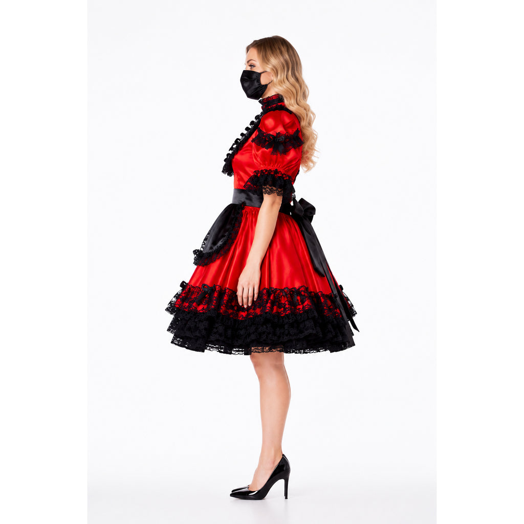 rotes Satinkleid G790