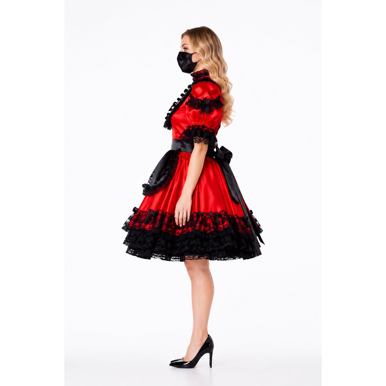 rotes Satinkleid G790