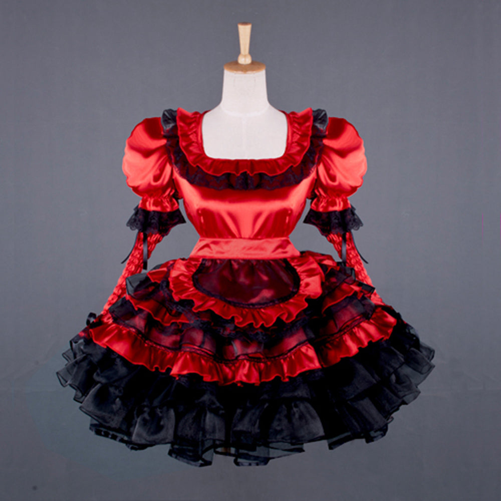 rotes Satinkleid G791
