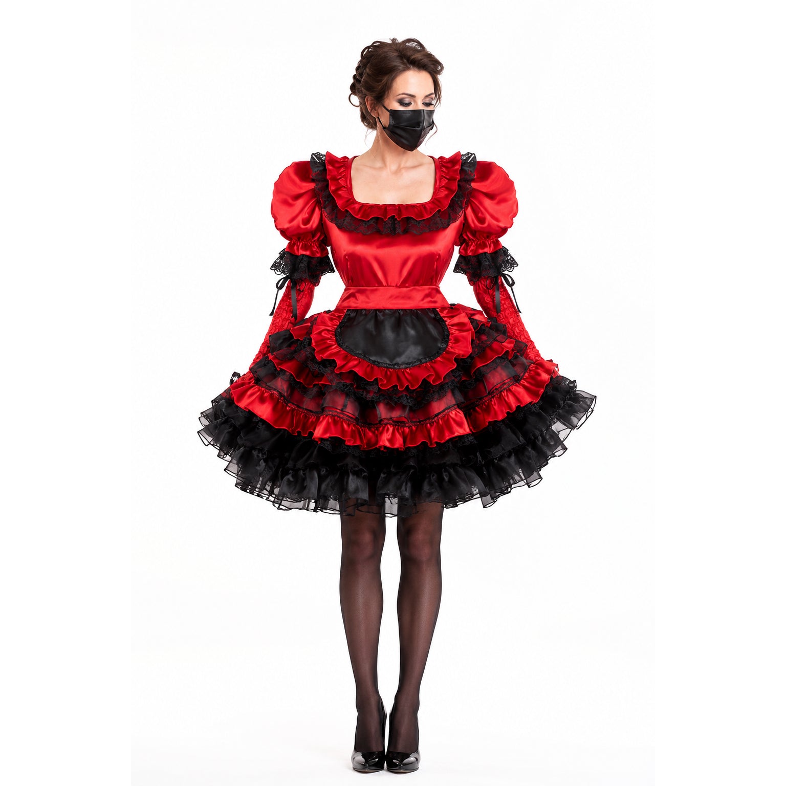 rotes Satinkleid G791