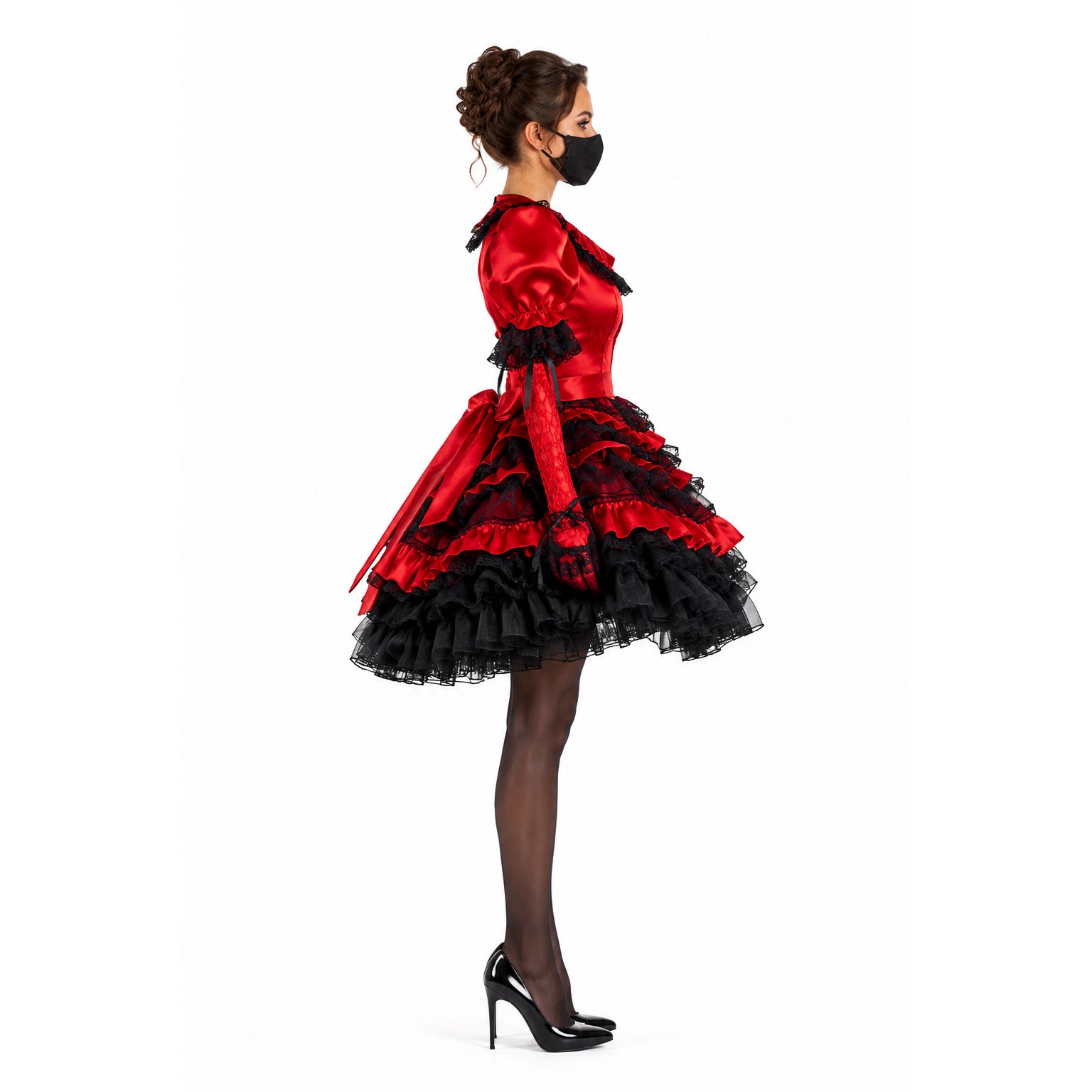 rotes Satinkleid G791