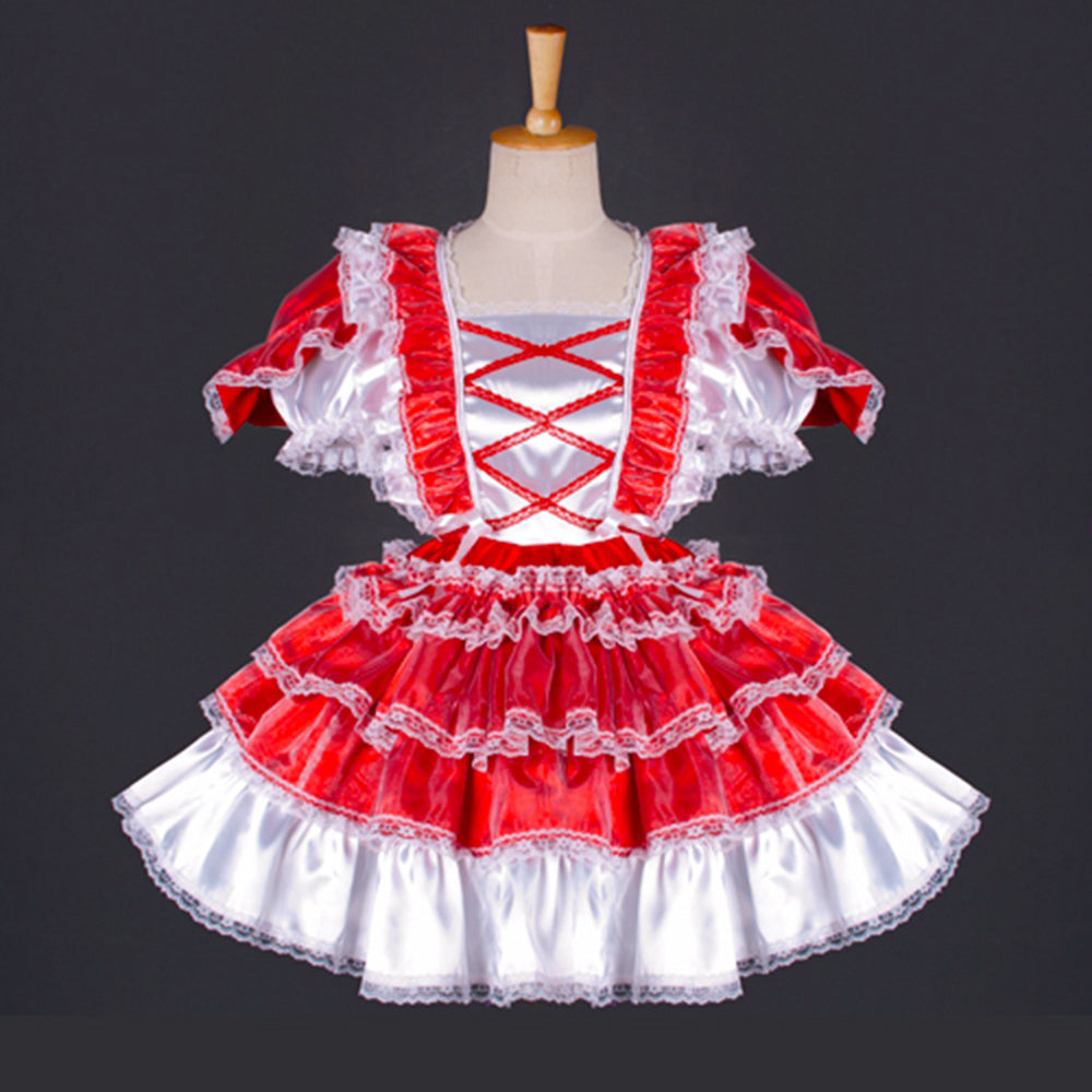 rotes Satinkleid G792