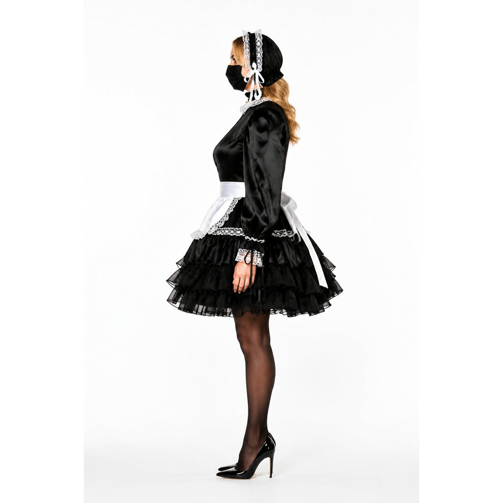 schwarzes Satinkleid G793