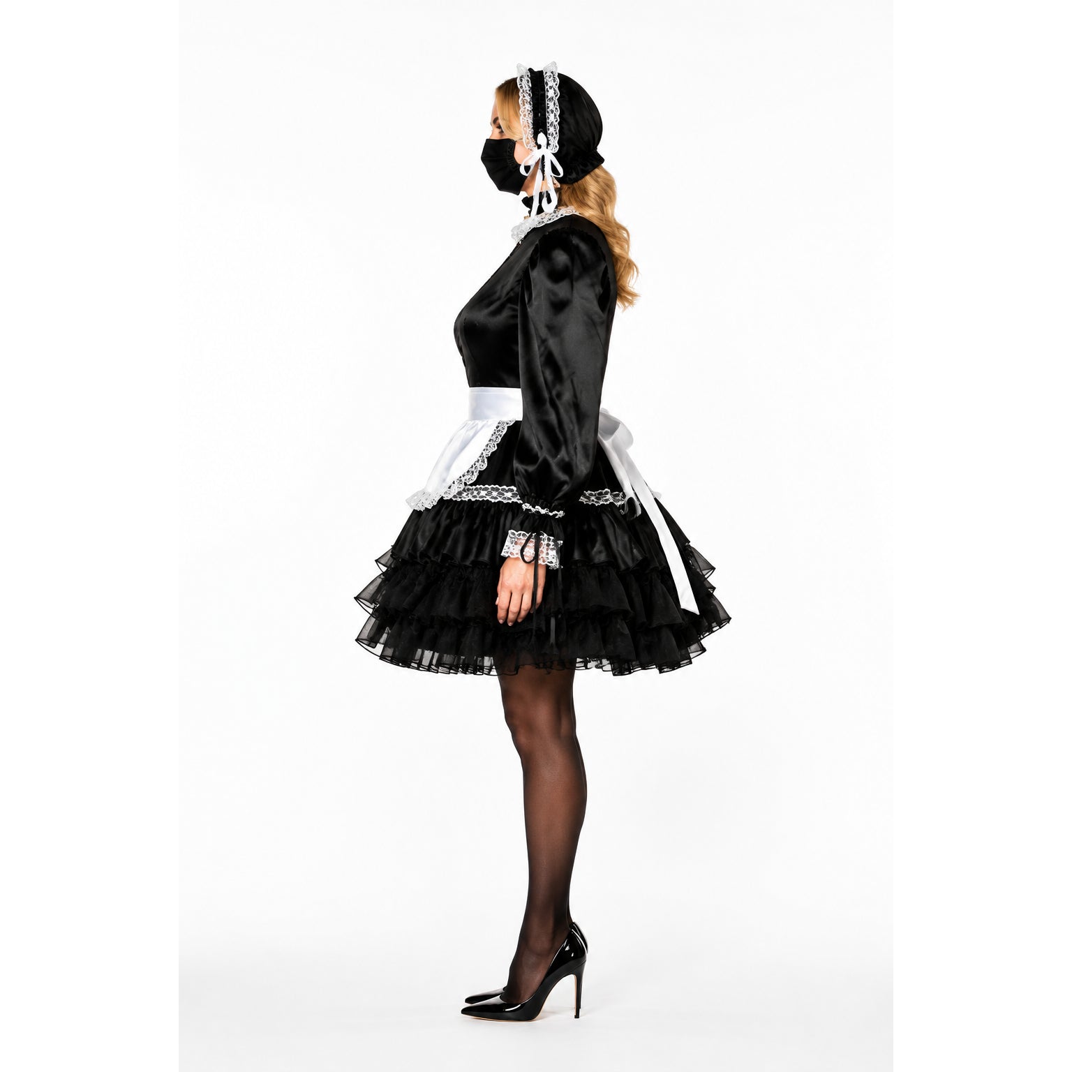 schwarzes Satinkleid G793