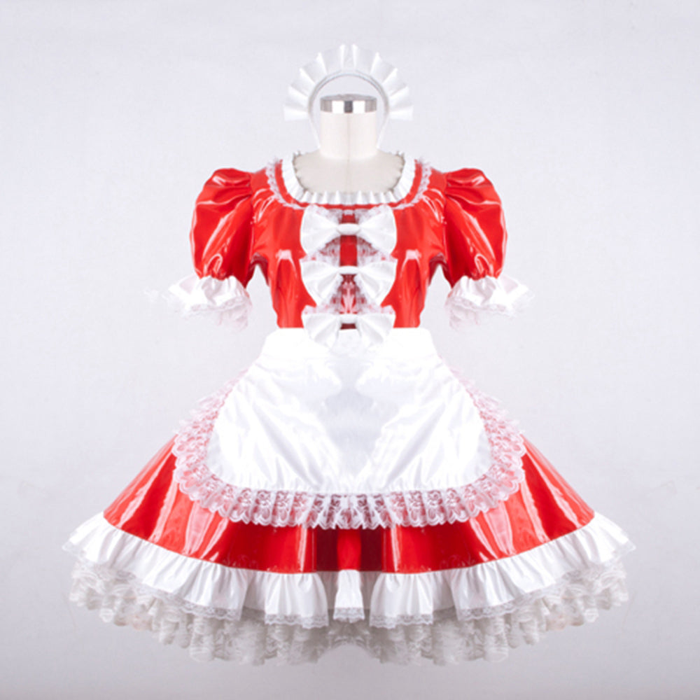 rotes dünnes PVC-Kleid G795