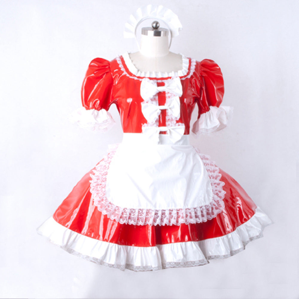 rotes dünnes PVC-Kleid G795