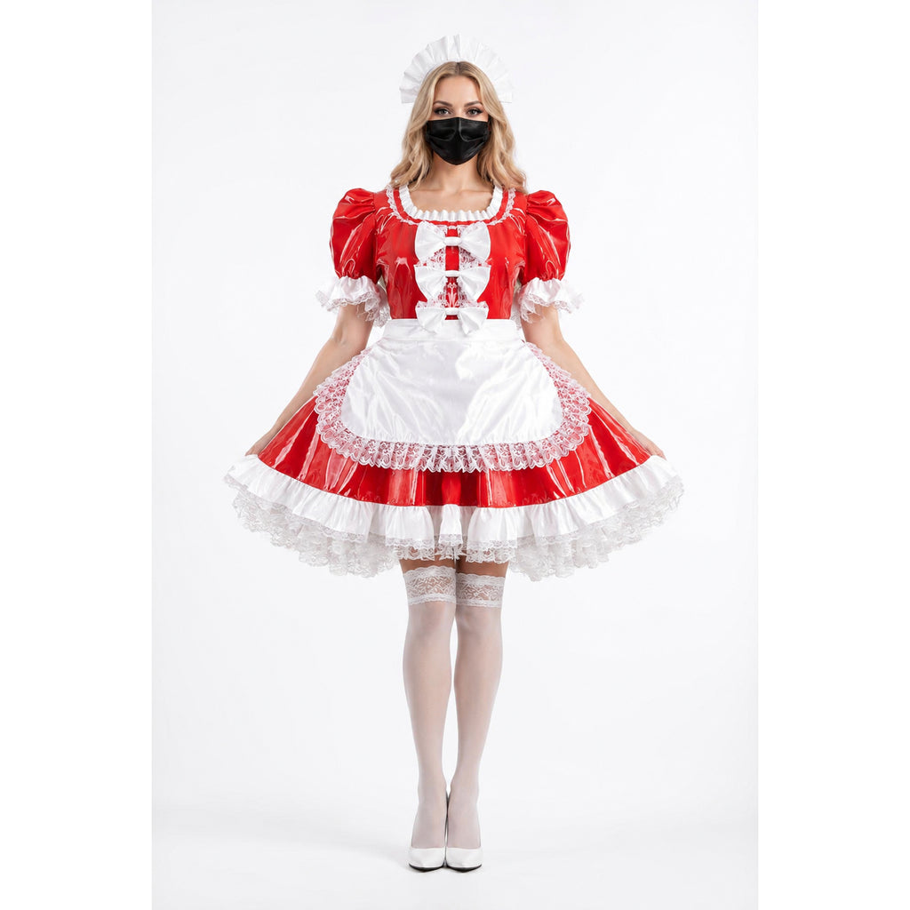 rotes dünnes PVC-Kleid G795