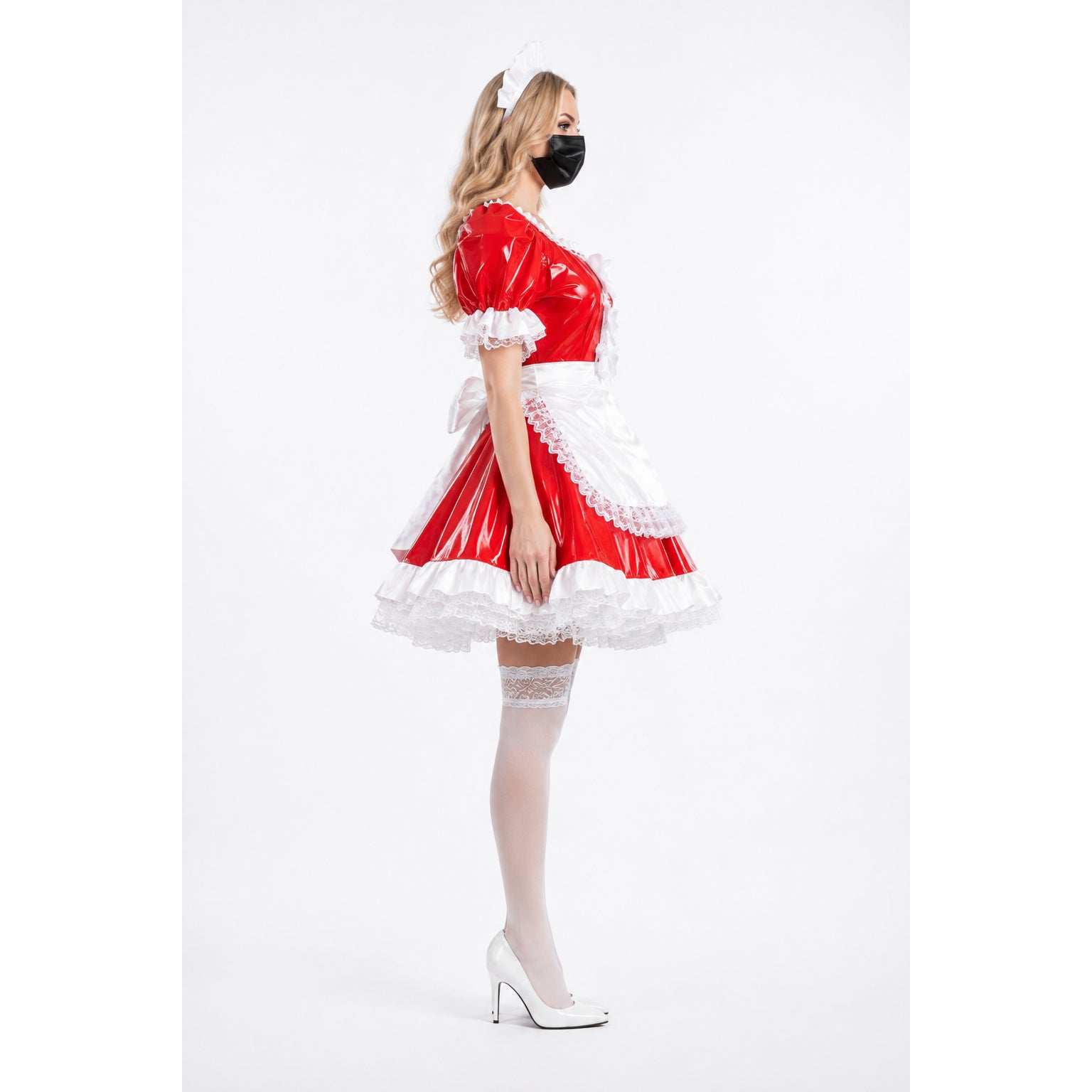 rotes dünnes PVC-Kleid G795