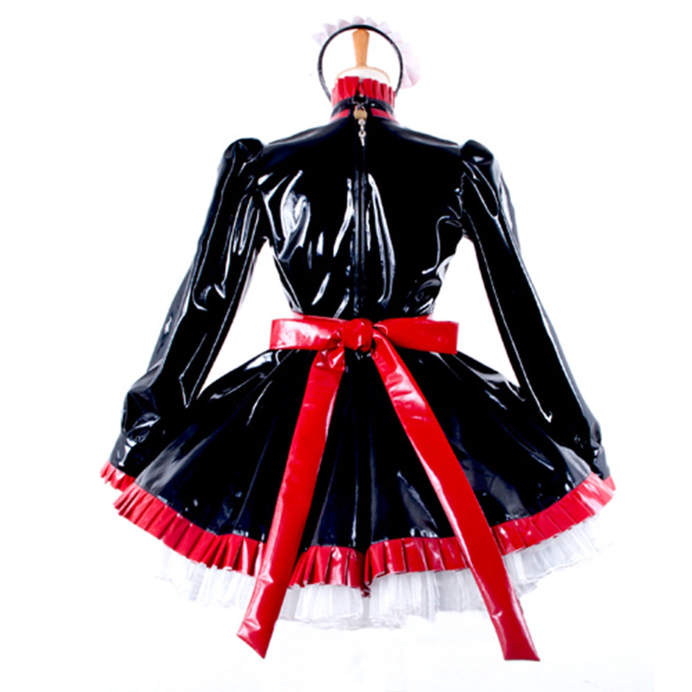 schwarzes schweres PVC-Kleid G796