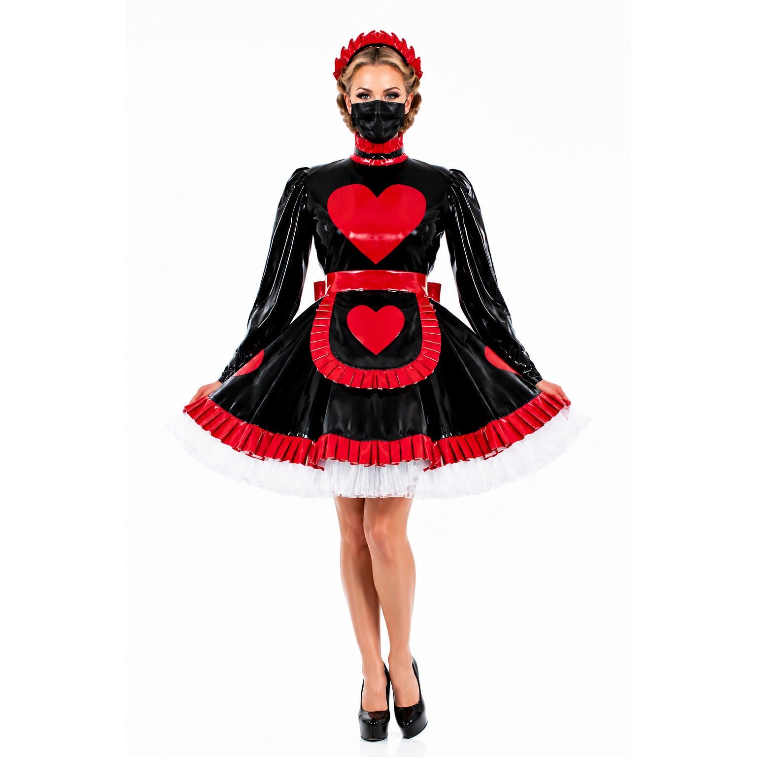 schwarzes schweres PVC-Kleid G796